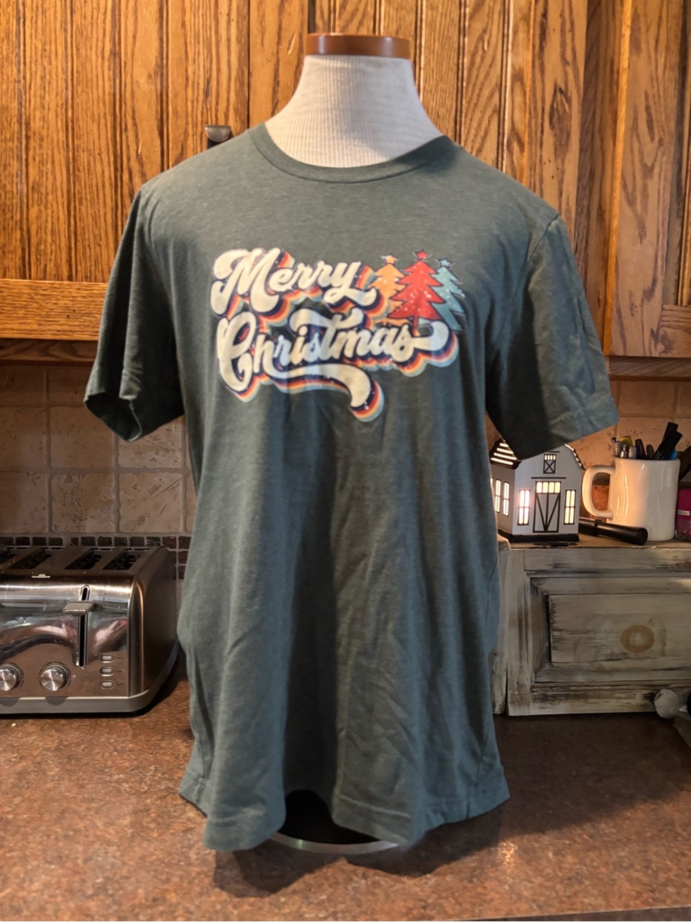 Bella Canvas Green Merry Christmas Graphic Short Sleeve Tee